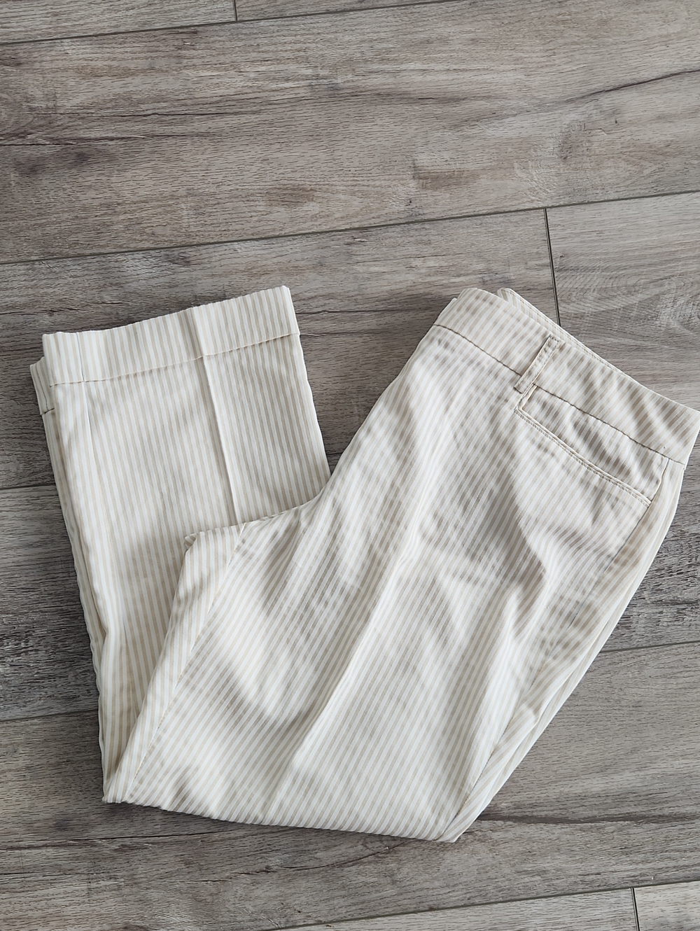 7th Avenue Suiting Collection Cream Stripe Dress Capri Pants